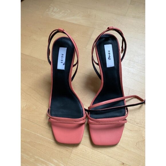 Reiss "Bali" leather strappy coral heels - Picture 2 of 8